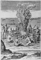 Indianer um ein Feuer